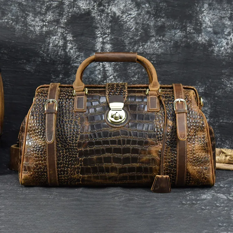 newsbirds-sac de week-end en cuir de vache vintage pour homme, bagage de voyage, sac à bandoulière, sac à main de voyage