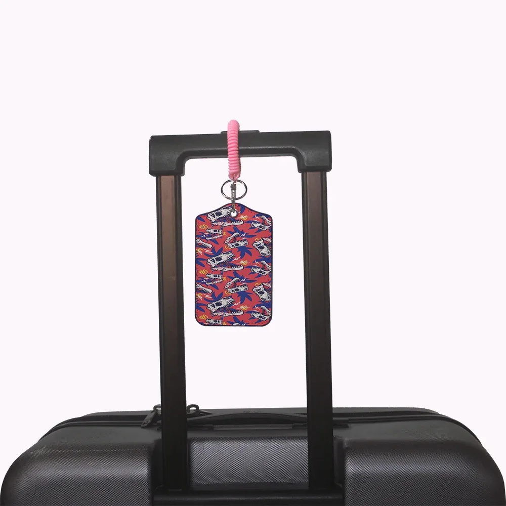 étiquette de bagage professionnelle en cuir hot animalsdinosaur team, étiquette d'adresse pour valise, étiquette d'identification nominative pour bagage de cabine