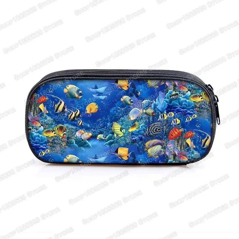 trousse à cosmétiques, animal de mer, tortue, baleine, requin, dauphin, poulpe, trousse d'école pour filles, boîte à crayons, sacs de papeterie mignons, cadeau