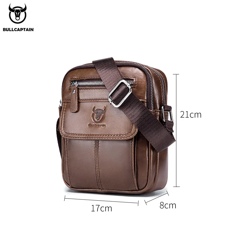 sac à bandoulière décontracté pour homme bullcaptain, sac messager d'affaires, sac en cuir de vache de haute qualité pour homme, mini poche de grande capacité