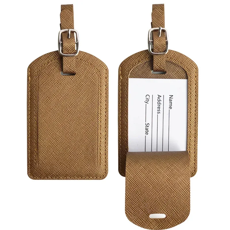 saffiano-étiquette de bagage en cuir pu, étiquette d'embarquement de voyage, multi-documents