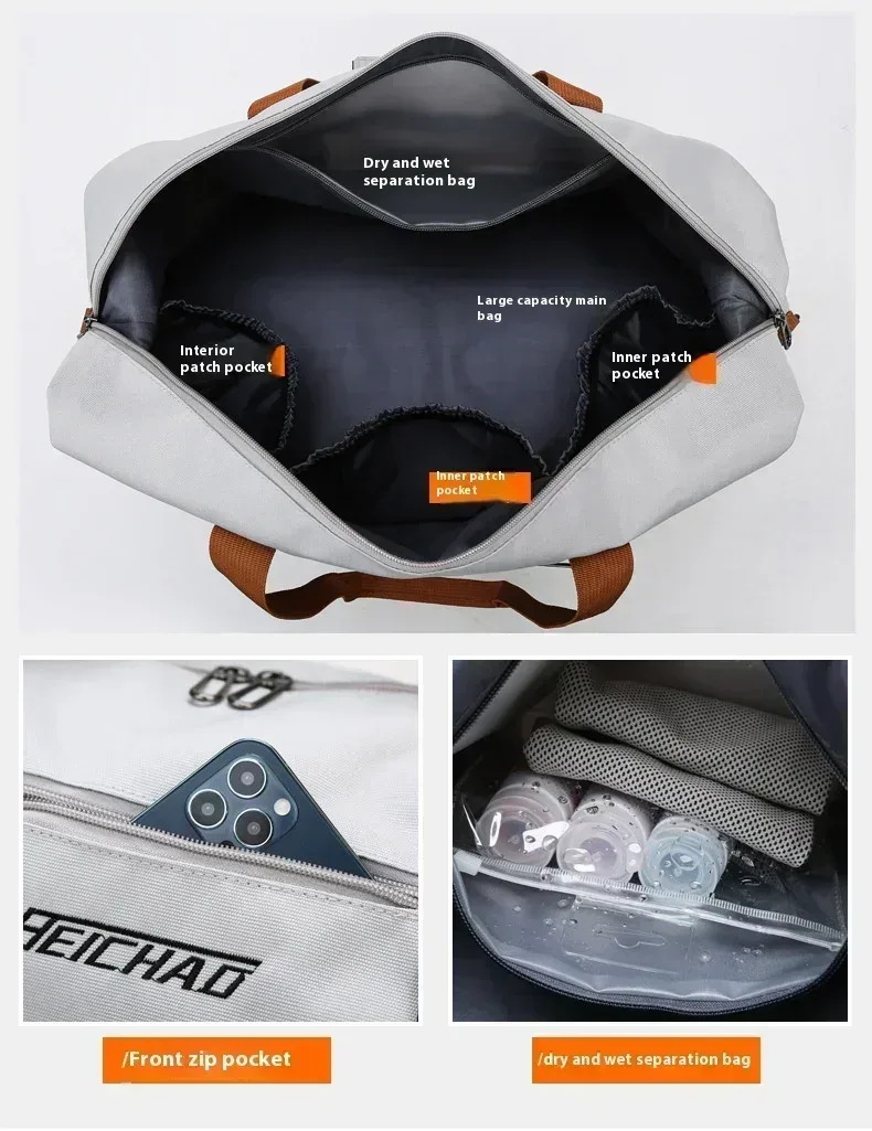 sac de sport de voyage de grande capacité, bagages de courte distance, sacs de fitness portables, sacs à main à bandoulière, sport pour hommes, étanche b
