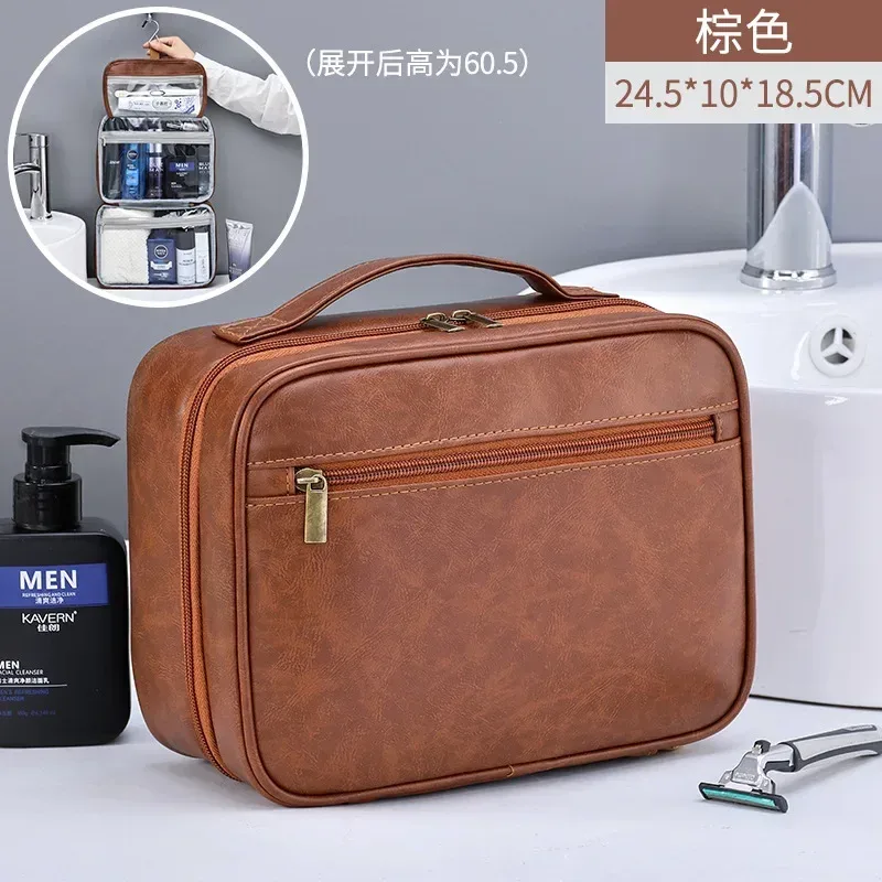 sacs à cosmétiques pour hommes, essentiels de voyage, organisateur de cosmétiques, sac de rangement suspendu pliable, sac de maquillage de luxe transparent et étanche