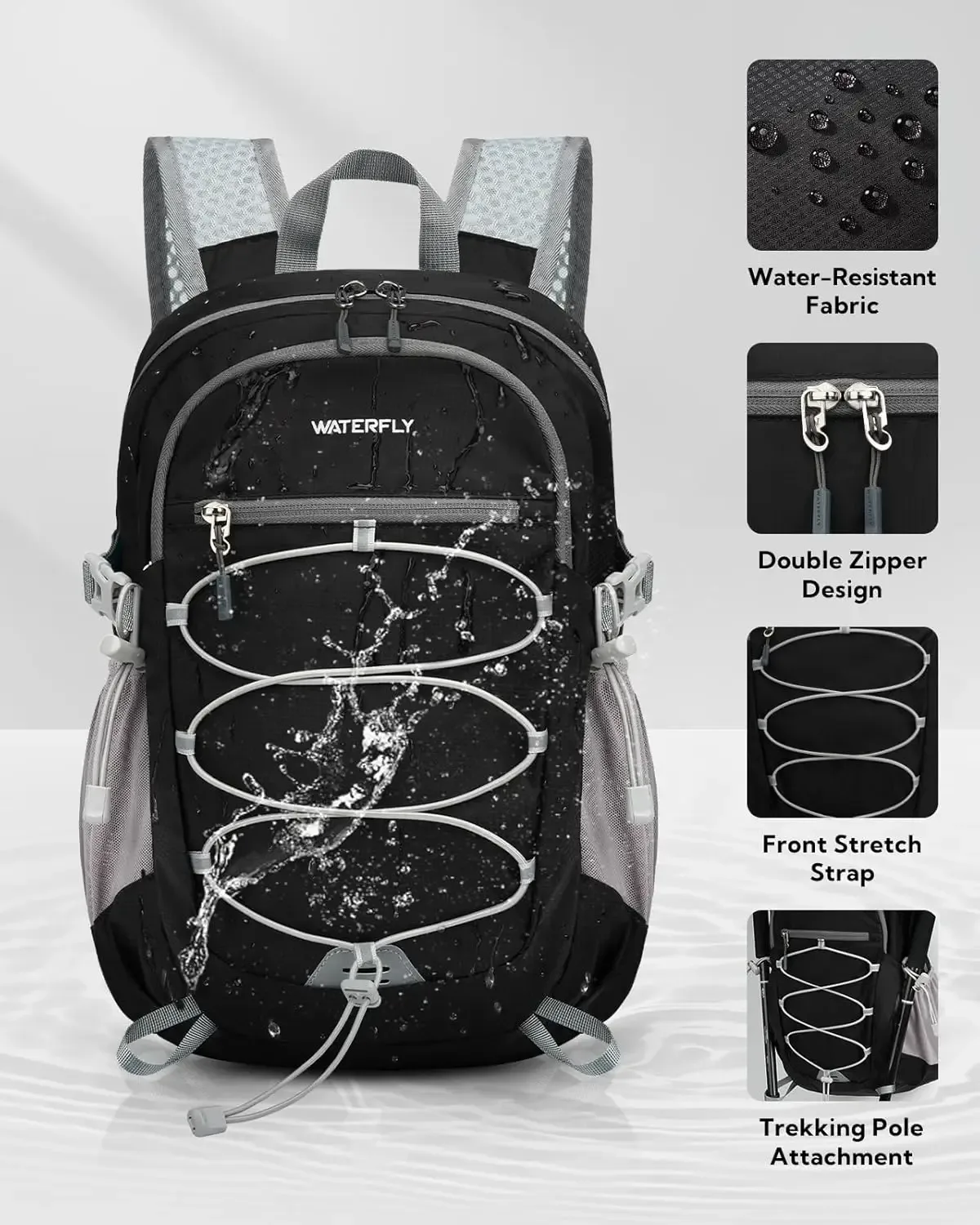 waterfly sac à dos pliable léger 15l : bandoulière respirante pour randonnée en plein air, camping, voyage, sac à dos pour hommes et femmes