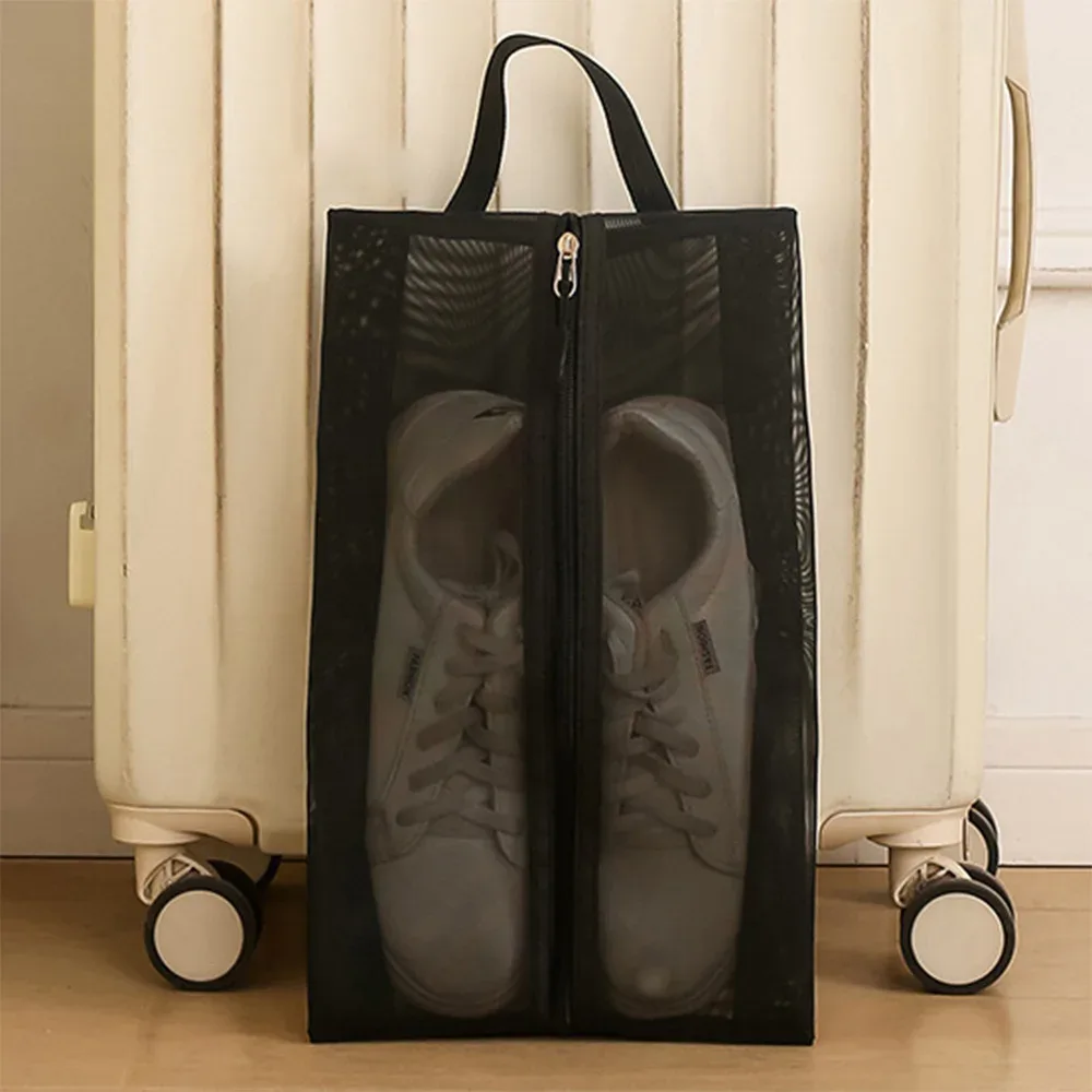sac à chaussures en nylon respirant avec poignée, sac de rangement portable et respirant pour chaussures, sac de rangement pour maquillage et linge sale