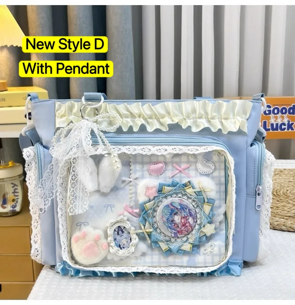 y2k mignon japonais ins ita sac lolita fille fourre-tout transparent sac à bandoulière grande capacité sac à bandoulière décontracté bricolage affichage sacs à main