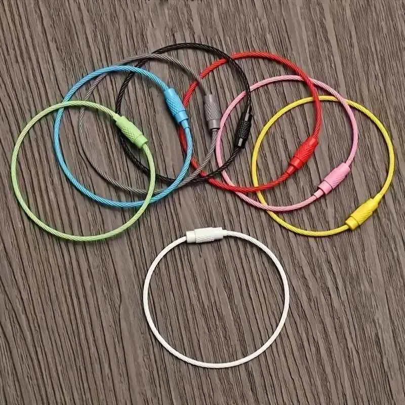 réinitialisation d'étiquette de bagage en fil d'acier inoxydable coloré, durable, facile à installer, parfait pour le voyage et les déchets, 10 pièces