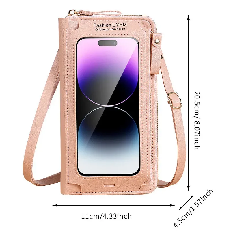 sac à main pour téléphone portable à écran tactile, portefeuille à bandoulière pour femme, porte-monnaie transparent à une épaule, nouvelle collection 2025