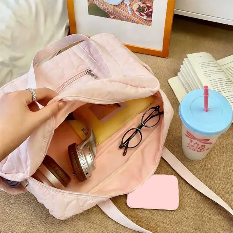 sac décontracté à porter sous le bras, sac de voyage, sac de style coréen, sac fourre-tout de couleur unie pour maman, sacs de rangement de voyage en forme de cœur pour femmes