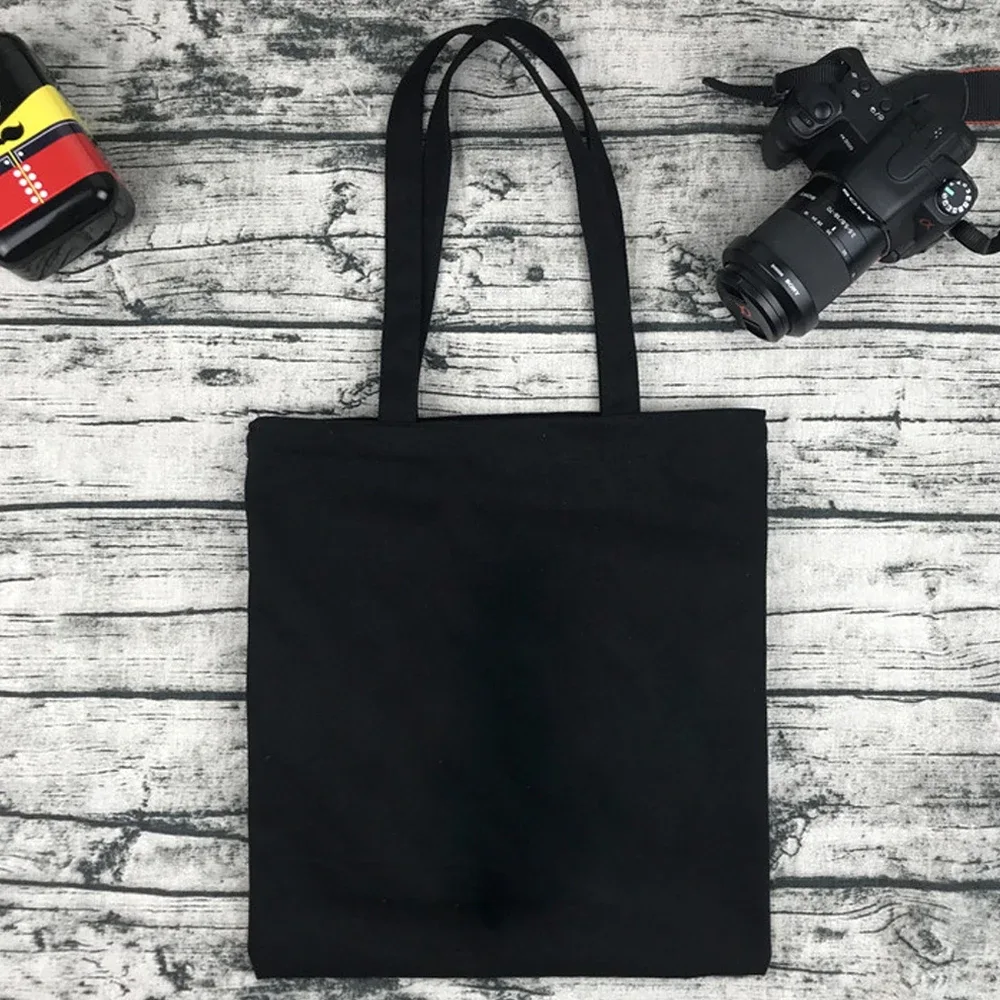 sac de shopping écologique pour femmes, sac à bandoulière portable pliable noir, sac à main réutilisable de grande capacité avec lettres, fourre-tout bolsos