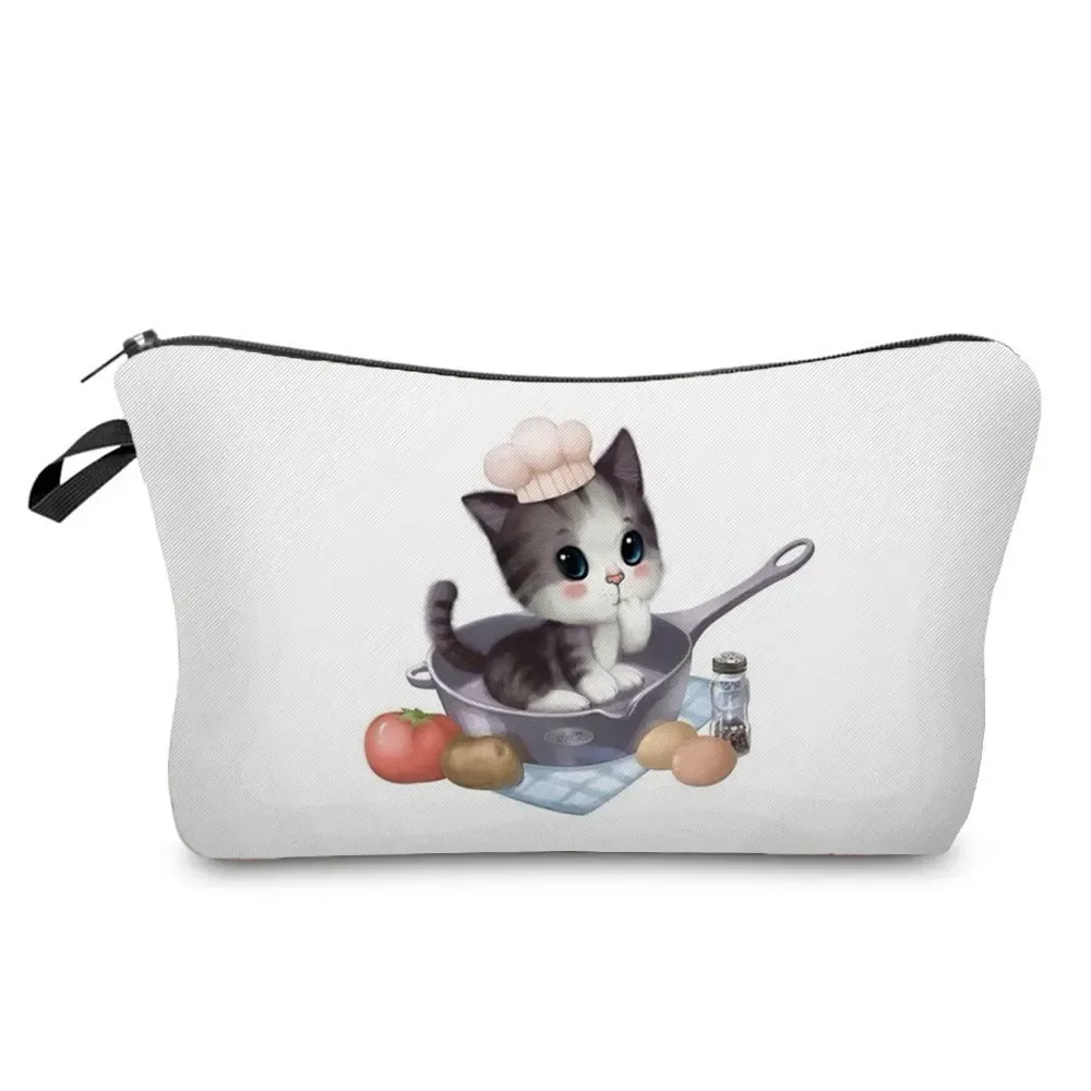 dessin animé fleur chien chat mignon imprimé femmes sac cosmétique en plein air portable voyage trousse de toilette personnalisable trousse de toilette trousse de maquillage