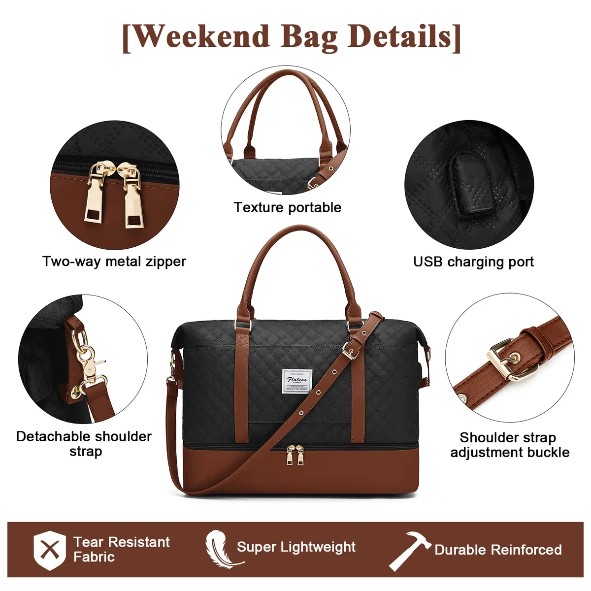 sac de week-end pour femme grand sac de voyage fourre-tout avec compartiment à chaussures pour les essentiels de voyage sac d'hôpital de nuit