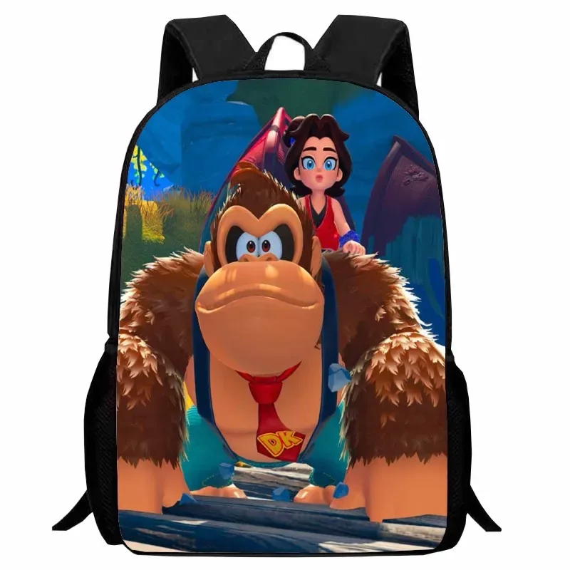 sac dos nylon donkey kong animé joyeux course combat famille grande capacité voyager école