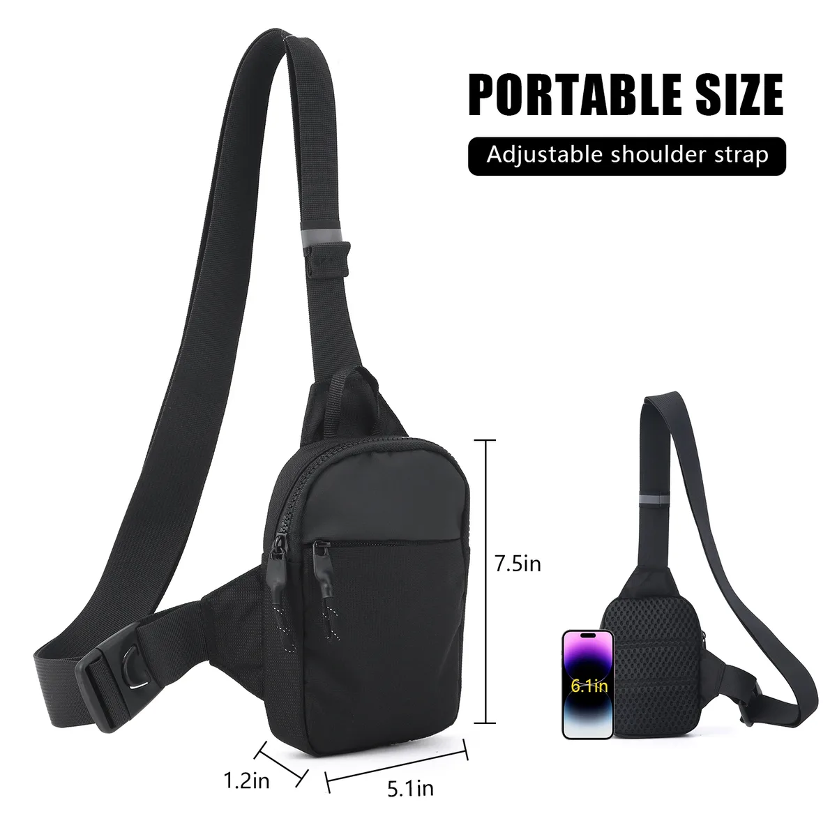 Mini sac à bandoulière à la mode pour hommes avec serrure en acier inoxydable RFID antivol téléphone portable sac à bandoulière unique