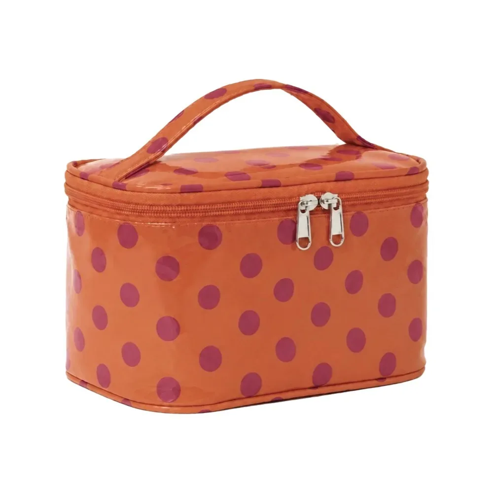 sac de maquillage en pvc à pois, sac cosmétique imperméable en pvc, grande capacité avec poignée, organisateur de maquillage.