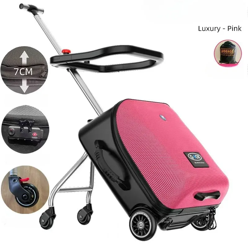 valise à roulettes pour enfants paresseux, bagages à roulettes pour bébé, boîte de scooter, nouvelle version améliorée, 20 pouces