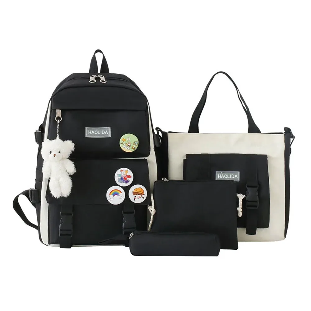 ensemble de 4 pièces : sac à dos multifonctionnel 4 en 1, grande capacité, tendance, décontracté, respirant, pour l'école et l'université.
