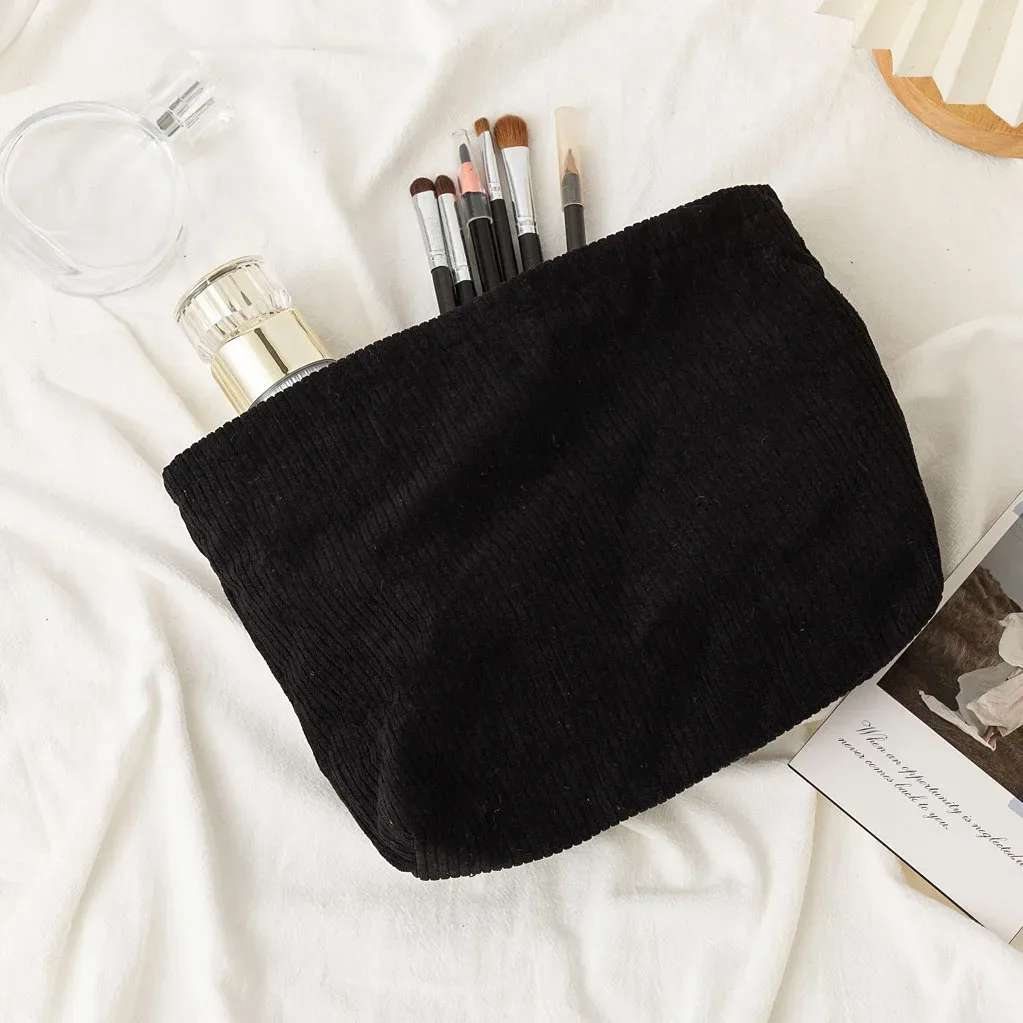 trousse de maquillage personnalisée en velours côtelé, cadeau pour demoiselle d'honneur, pochette de voyage pour les vacances, trousse de toilette personnalisée avec nom, trousse de toilette de voyage