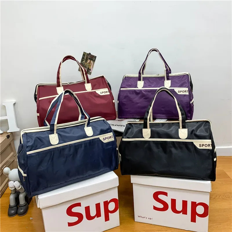 sac polochon de voyage en nylon, sac de rangement extérieur, grande capacité, paquet de voyage pour courte distance, sac d'embarquement pliable, sac à main pour bagages