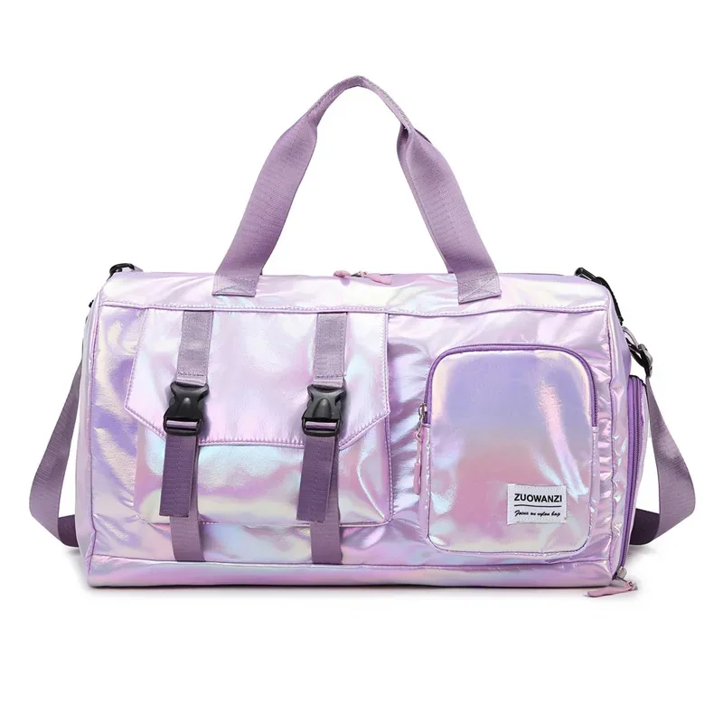 sac polochon holographique glamour – fourre-tout spacieux et élégant avec compartiment à chaussures pour les sacs de voyage sans effort pour les évasions du week-end