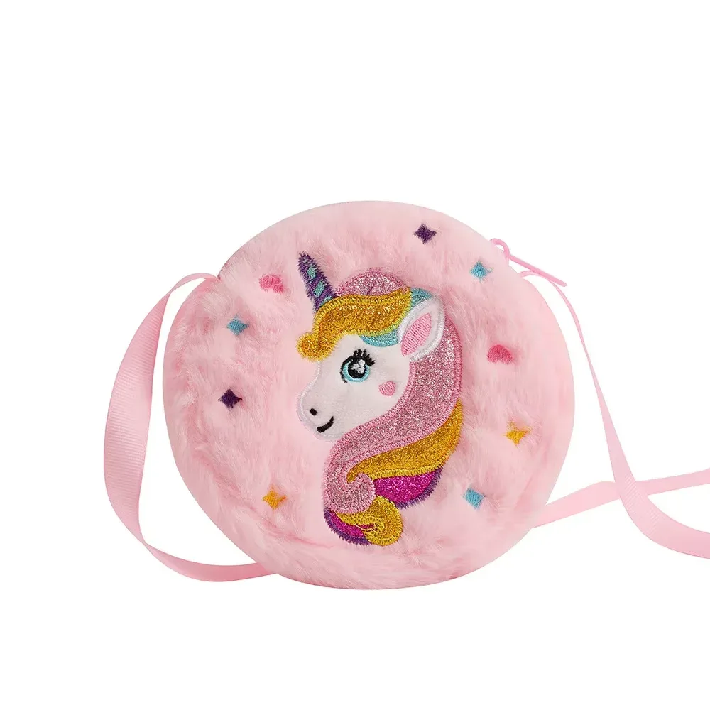 sac à bandoulière licorne de dessin animé pour enfants, 2 pièces, joli sac à bandoulière en peluche pour filles, petit sac à dos adapté aux cadeaux de vacances scolaires