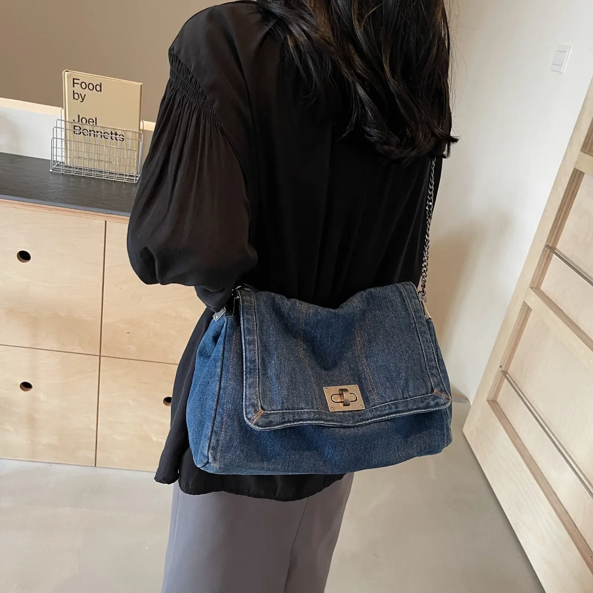 sac à bandoulière en denim pour femme, fourre-tout de grande capacité, décontracté, à la mode, nouvelle collection 2025