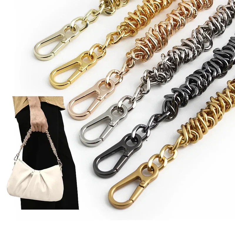 Chaîne Sac Bandoulière Alliage Zinc Texturé Maillons Ronds Couleur Dorée Argentée Noire Or Voyage Accessoire Embellissement