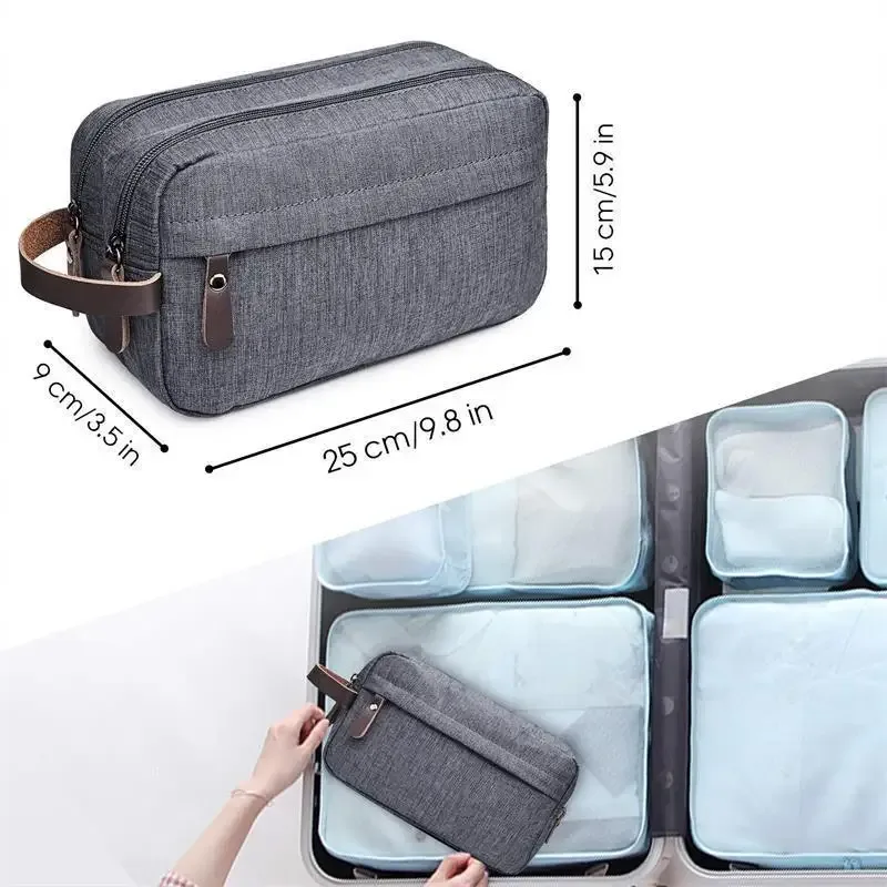 sac de rangement de voyage portable grande capacité en tissu cationique, organisateur portable de toilette et de maquillage à compartiments