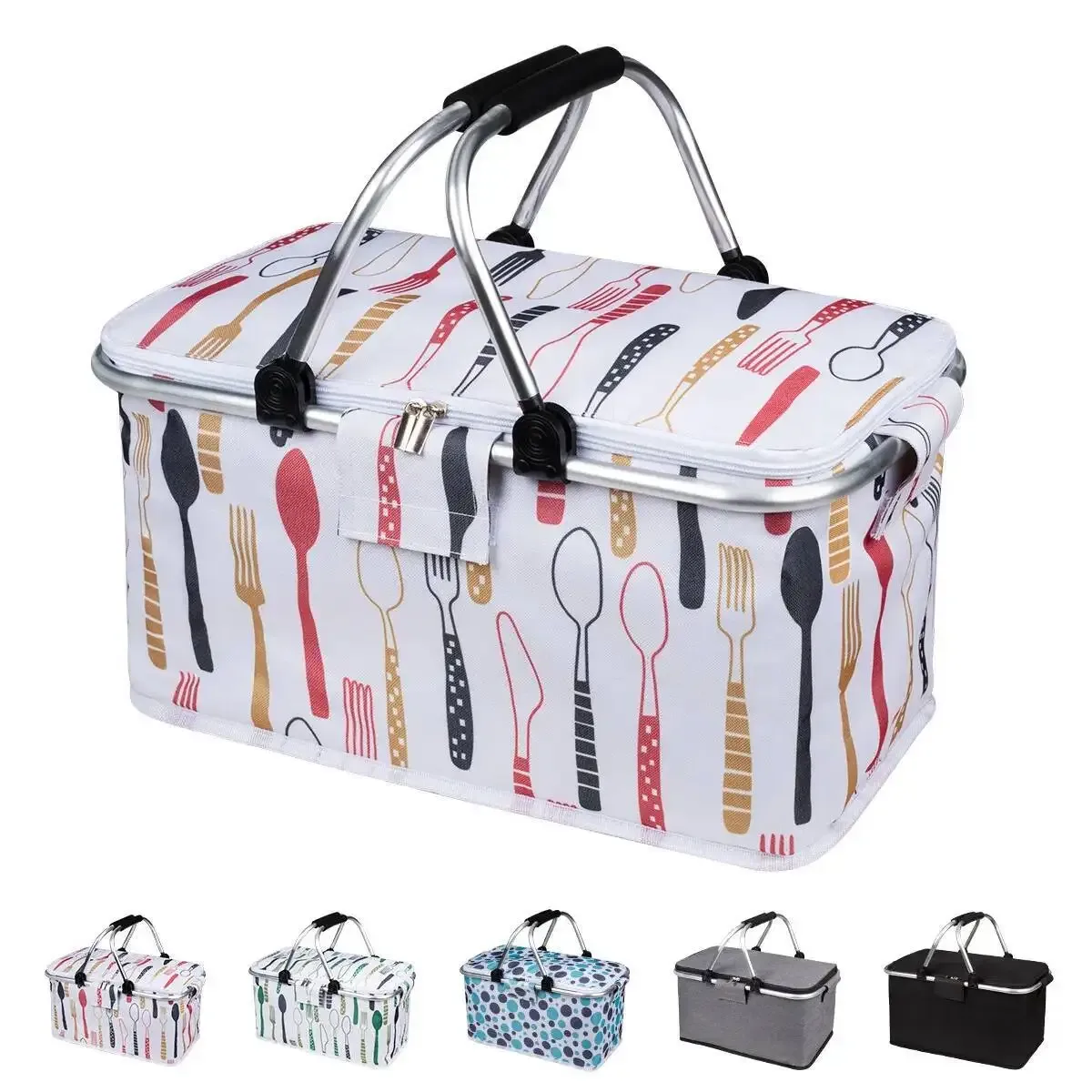 panier de pique-nique pliant multifonctionnel, sac à déjeuner pour la maison, sac de rangement étanche en tissu oxford à double usage pour l'extérieur