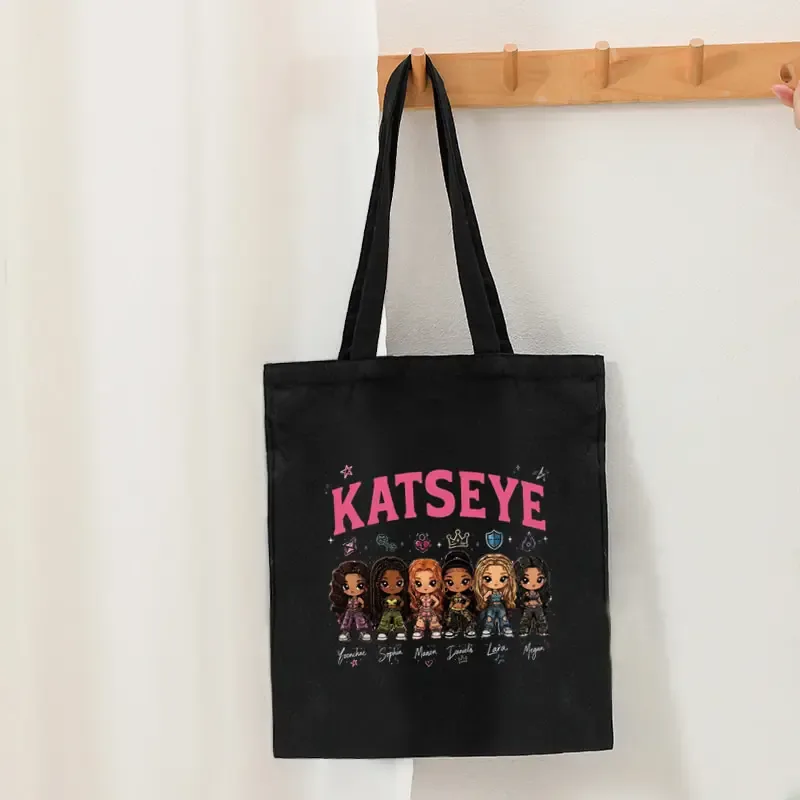 cadeaux pour fans de kpop, sac fourre-tout grande capacité pour femmes katseye world tour, sacs de voyage multifonctionnels, sacs de shopping en toile tendance