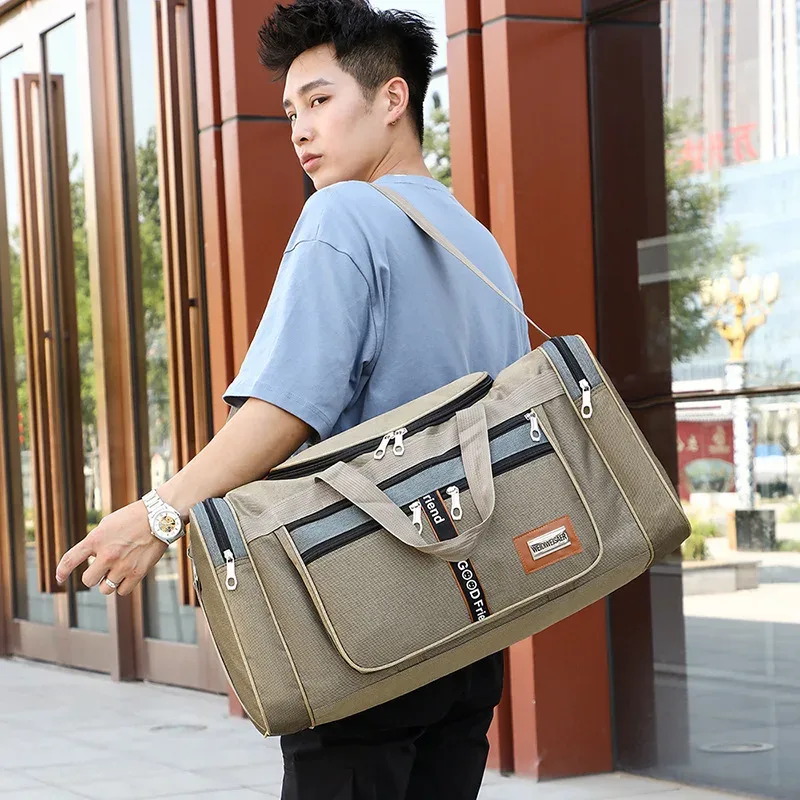 sac de voyage grande capacité, sac à main portable, bagage de transport en plein air, pratique, sacs de sport de week-end pour hommes, lettres aléatoires