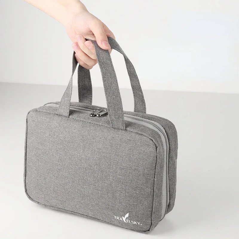 trousse de toilette pliable et étanche pour voyage, séparation sèche et humide, sac de rangement pour cosmétiques, sac à cosmétiques de grande capacité