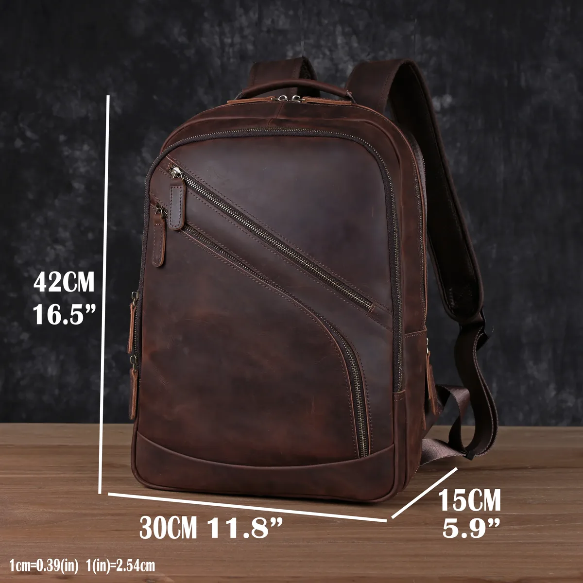 sac à dos en cuir pour hommes, en peau de vache de première qualité, sac pour ordinateur portable, grande capacité, sac de randonnée, sac de voyage rétro, sac d'école à la mode.
