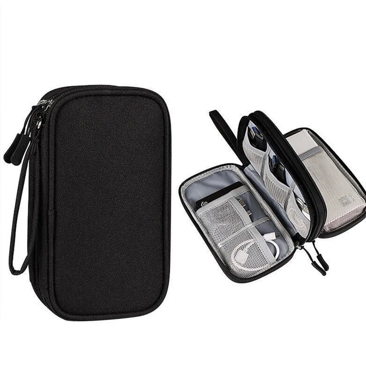 sac de rangement de câble de données de banque d'alimentation, produit numérique, portable, double couche