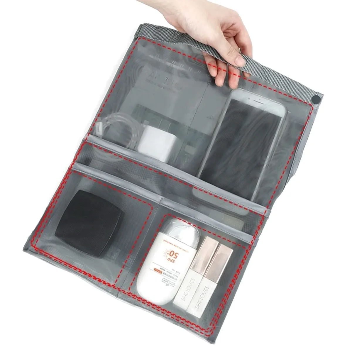 sac en maille organisateur de poche intérieure pour sac à dos sac de livre sac fourre-tout sac de rangement rectangulaire pour voyage rangement de cosmétiques bureau be...