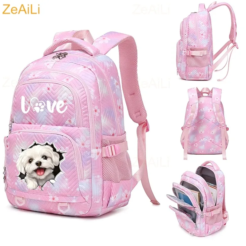 sac à dos imperméable pour femmes, motif libellule et floral, sac de voyage pour adolescentes, cartable pour adolescentes, mochila