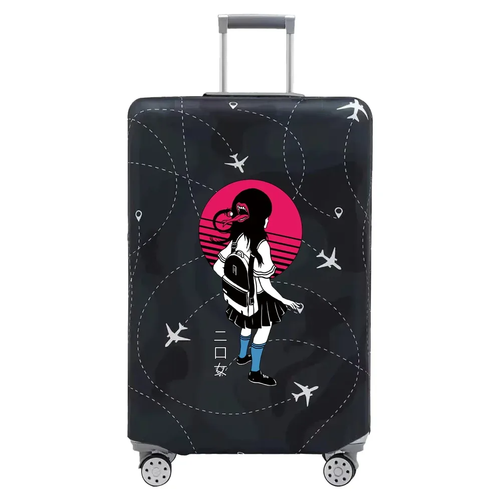 housse valise tissu extensible noire motif ramen bacon dessin animé voyage protection valise taille s m xl