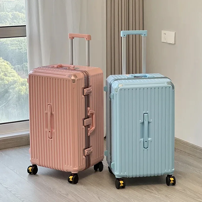 valise de voyage à grande capacité, avec cadre en aluminium, roulettes et porte-gobelet, valise de cabine 24/28/30 pouces