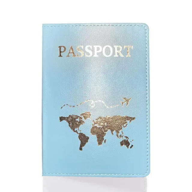 couverture de passeport en cuir pu pour hommes et femmes, étui de passeport de voyage avec carte du monde, organisateur-porte-carte de protection, couvertures de documents d'identité
