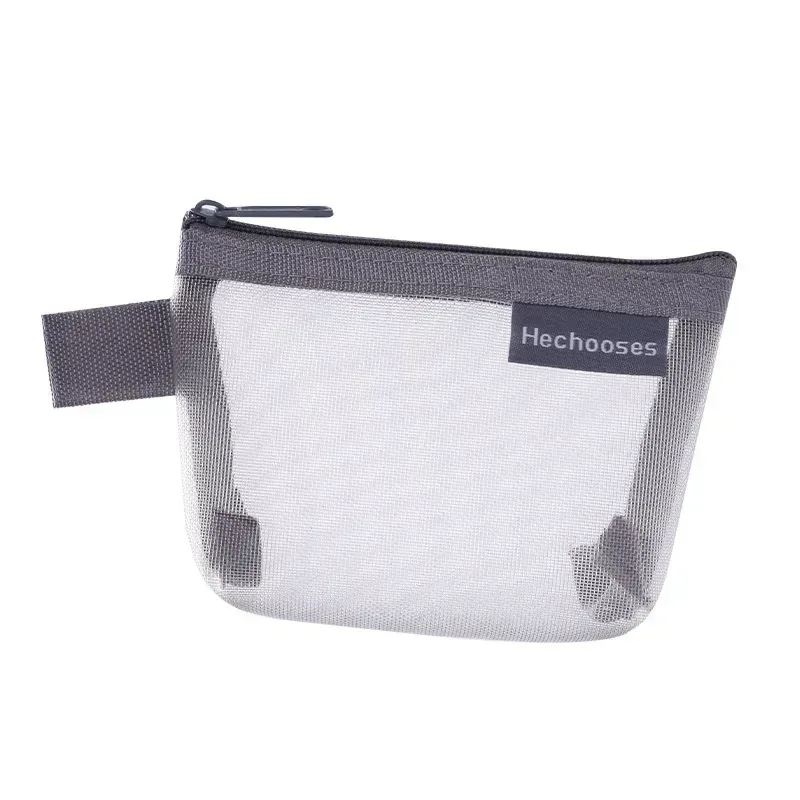 mini sacs à cosmétiques en maille de nylon transparent pour femmes, petits sacs de maquillage pour rouge à lèvres, pochette pour ligne de données, étui organisateur pour clé d'écouteurs