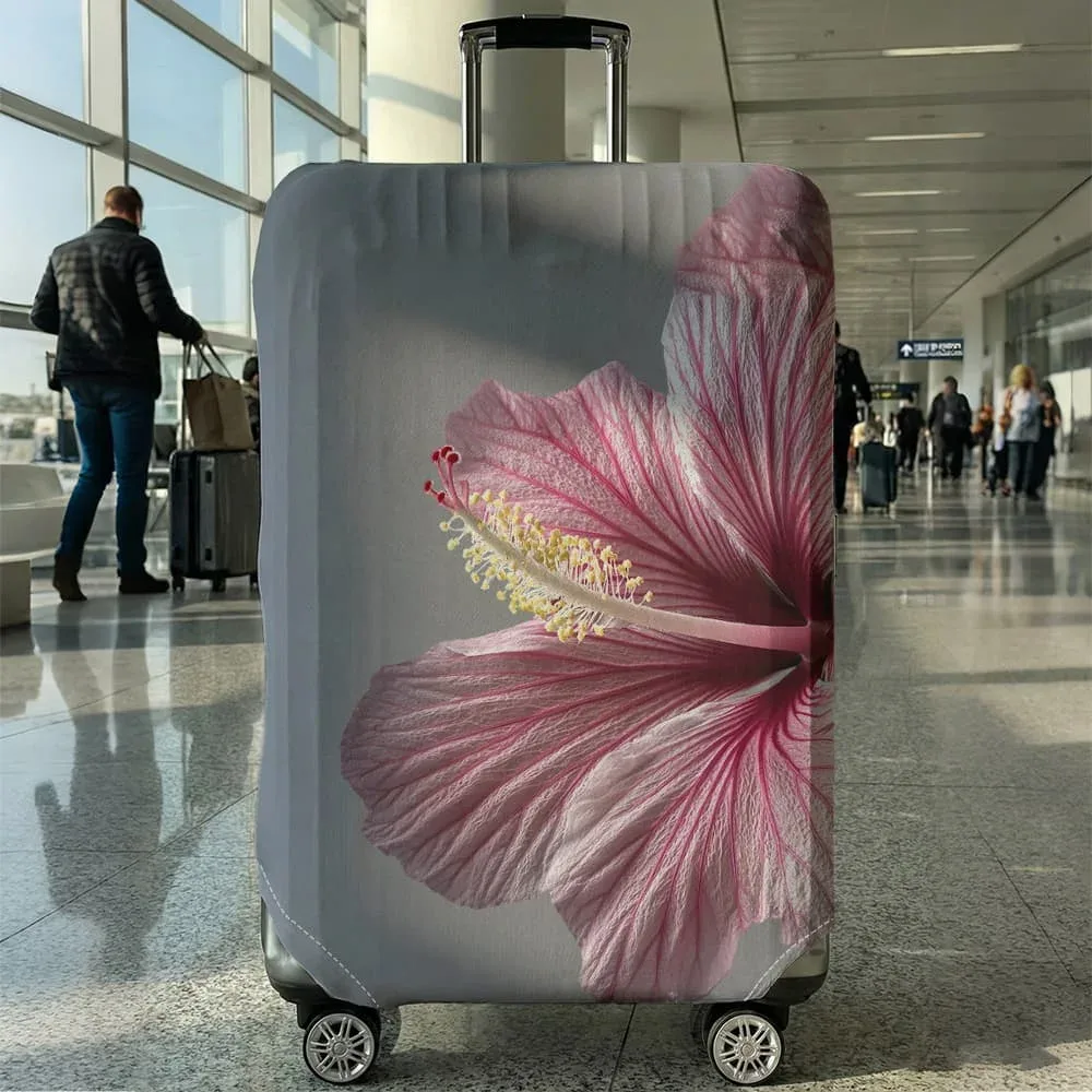 housse de bagage à imprimé fleur d'hibiscus, adaptée aux bagages de 18 à 32 pouces, manchon pour poignée de bagage, accessoires de voyage