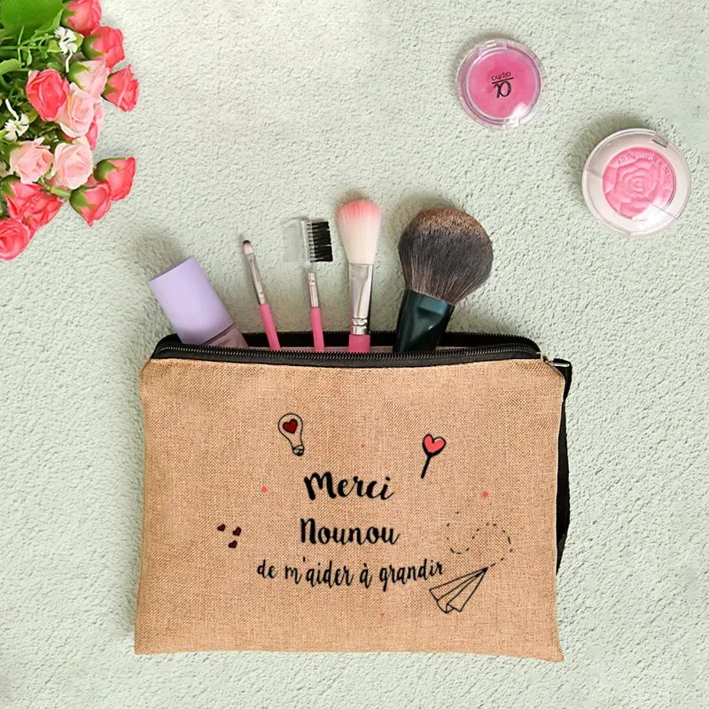 pochette zippée, cadeau pour professeur, merci maîtresse, sac de rangement pour professeur, trousse de maquillage pour femme, trousse à cosmétiques, pochette pour professeur, sac à cosmétiques