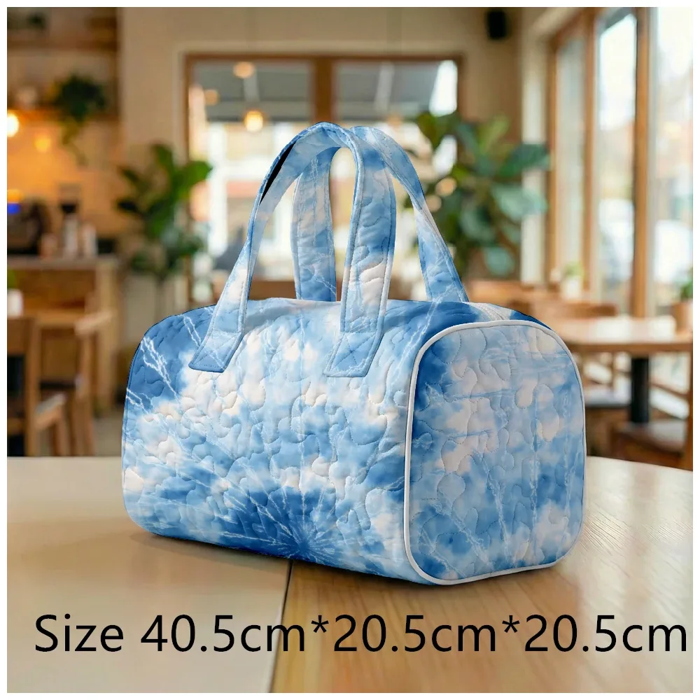 sac fourre-tout matelassé tendance pour femmes, motif tie-dye et marbré, sac à bandoulière grande capacité, sac à main pour les voyages, le shopping, la plage, la salle de sport