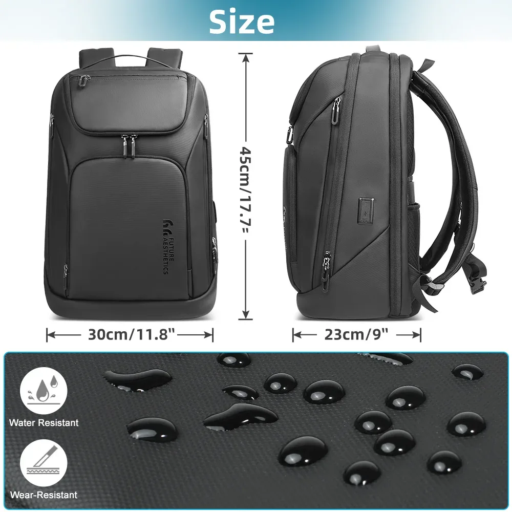 heroic knight-sac à dos d'affaires étanche pour homme, sac pour ordinateur portable 17.3 ", multifonctionnel, haute capacité, sac de voyage de travail avec port usb