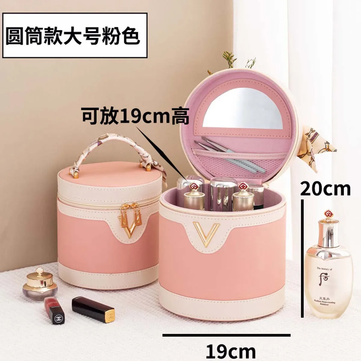 sac seau à motif litchi, trousse de maquillage grande capacité avec poignée, sac de maquillage multifonctionnel, imperméable, portable, vente en gros