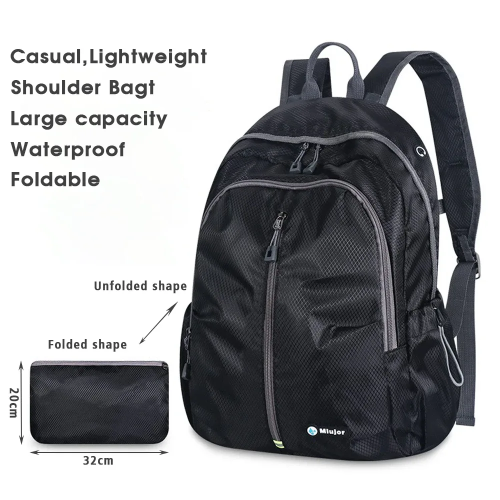 sac à dos pliable imperméable avec port pour écouteurs, sac à dos de randonnée léger de grande capacité pour le camping en plein air et les voyages, 11 couleurs