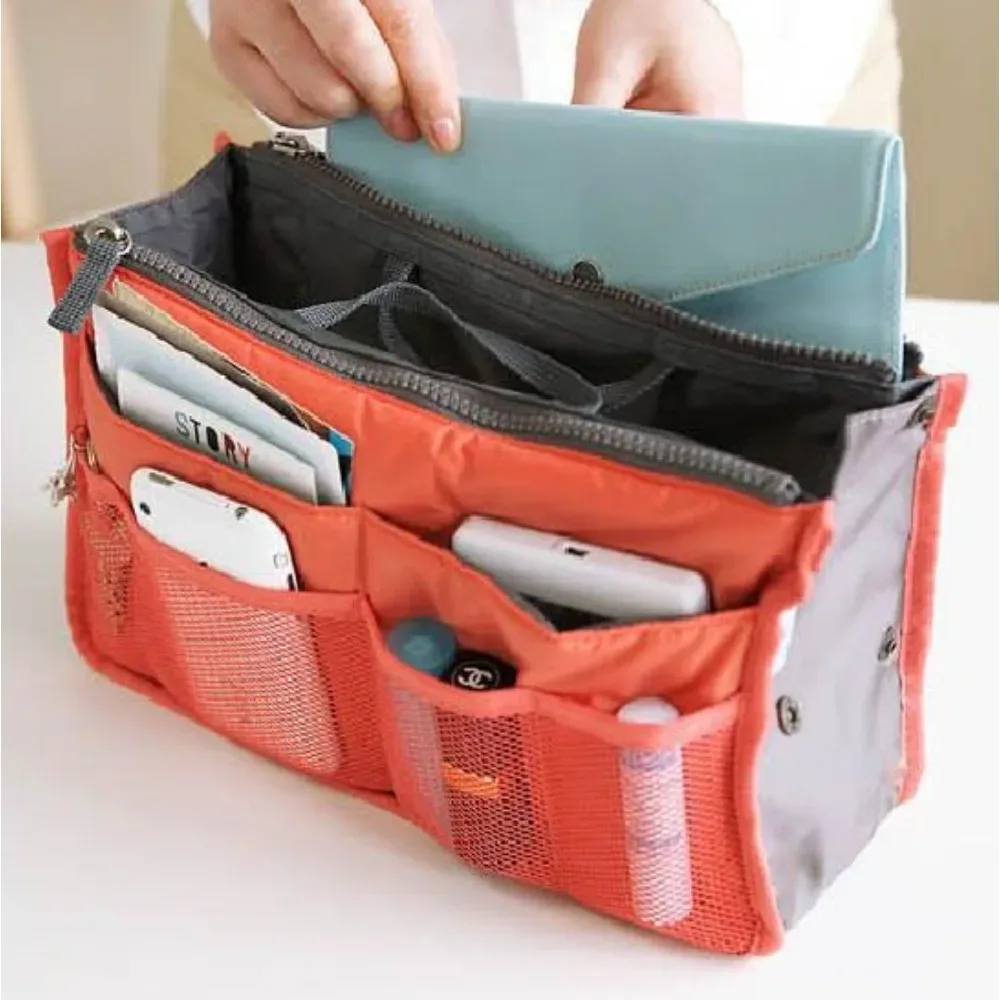 Trousse de maquillage multifonctionnelle de grande capacité, sac de rangement Portable à Double fermeture éclair pour articles de toilette, sac de rangement de voyage pour maman, cosmétiques multi-poches