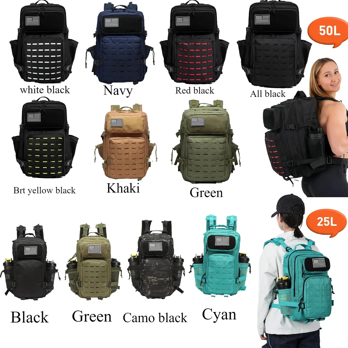 sac dos oxford université camouflage vert olive polyester imperméable voyage extérieur randonnée capacité grand