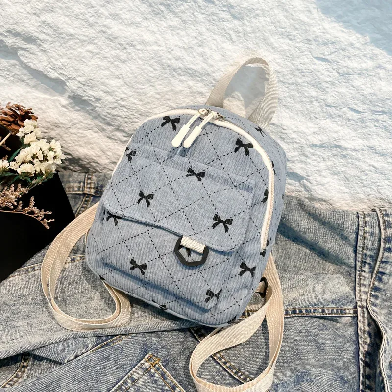 mini sac à dos imprimé nœud papillon mignon, sac à bandoulière, sac de rangement cosmétique de voyage, sacs à livres coréens pour étudiants, sac à dos décontracté 2026