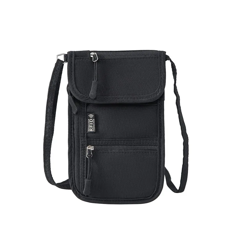 portefeuille de cou personnel anti-rfid, porte-passeport de voyage, pochette de cou discrète, organisateur super léger avec sangle réglable
